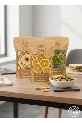 3'lü Kurutulmuş Meyve Seti - Elma, Portakal, Kivi 3x100g - Şeker İlavesiz Doğal 300 G