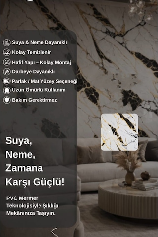 Mermer Görünümlü Pvc Duvar Paneli 120 X 244 Cm Venus