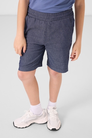 Koyu Mavi-kot Lacivert Pamuklu Oversize Fit Dokuma Hafif Esnek Chino Erkek Çocuk Şort Takım - 11279 Koyu Mavi