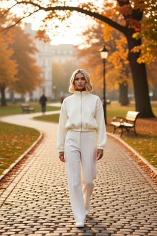 Benerly Kadın Dik Yaka Düşük Kol Fermuarlı Crop Polar Sweatshirt Fonksiyo Ekru