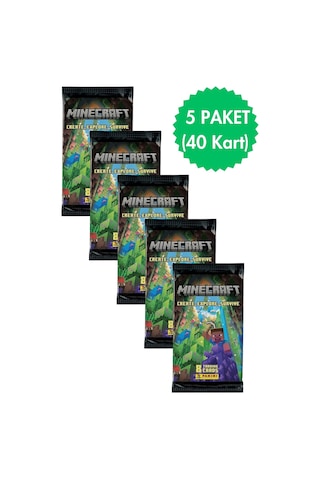 Toyika Panini Lisanslı Minecraft Koleksiyon Trading Cards 8li X 5 Paket