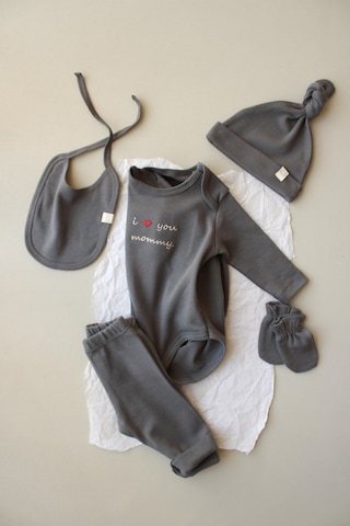 Oh Lala Koala Mom Nakışlı 5li Uzun Kollu Yenidoğan Set Gri