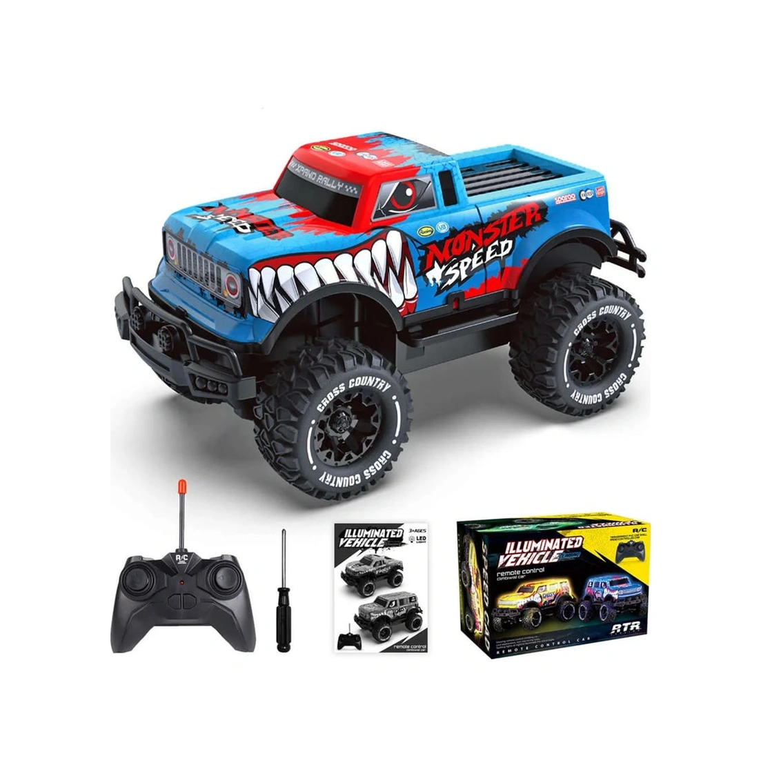 1:20 Uzaktan Kumandalı Full Fonksiyon Speed Monster Kamyonet Mavi Çok Renkli