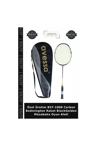 Özel Üretim Bst-1000 Carbon Badmington Raket Blackgolden Müsabaka Oyun Aleti