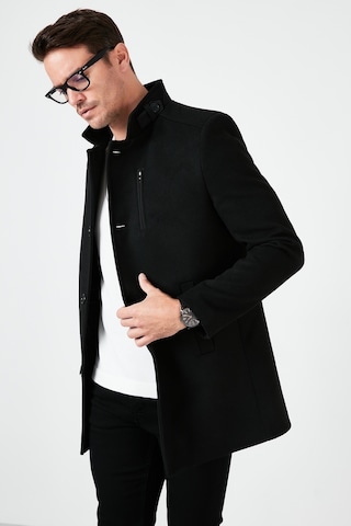 Buratti Slim Fit Düğmeli Dik Yaka Kaşe Erkek Kaban 5840099 Siyah