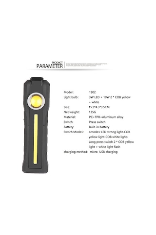 Novahub 1902a Katlanır Mıknatıslı Araba Işığı, Güçlü Muayene Lambası