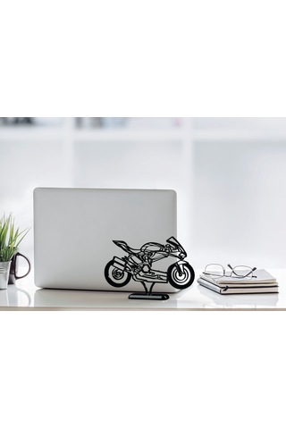 Siyah 3d Motor Heykeli 20cm Modern Spor Motosiklet Masa Üstü