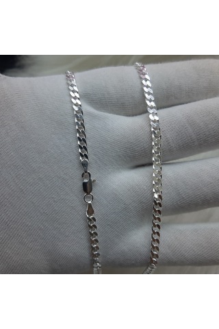 Bir Gümüş Aşkı 925 Ayar Gümüş Gurmet Erkek Zincir Kolye 3.8 MM