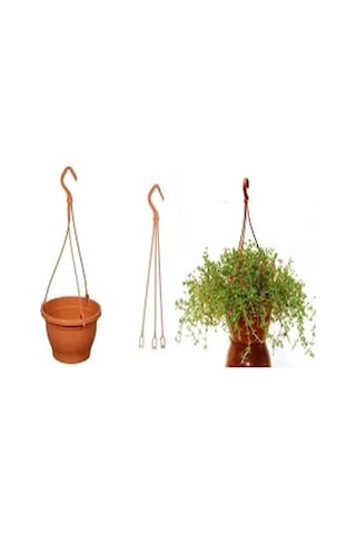 Katı Plastik Makrome Askılı Saksı 20 Adet Beyaz 16 Cm