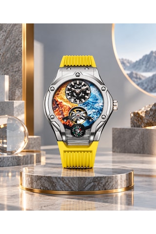 Pagani Design Pd-981 Everest Dağı Zirvesi Serisi Limited Edition Otomatik Erkek Kol Saati Sarı Gümüş