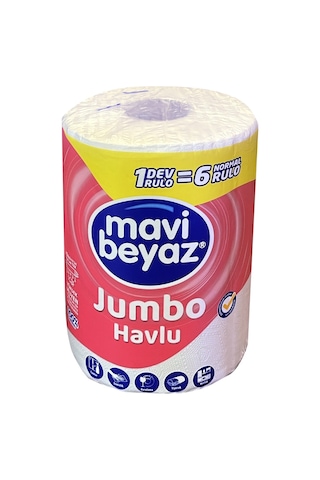 Mavi Beyaz Dev Rulo Jumbo Havlu 6'lı