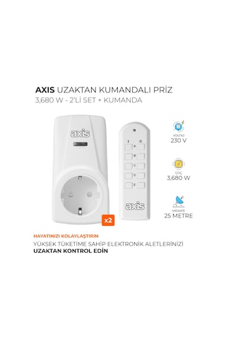 Axıs Ikili Uzaktan Kumandalı Priz Set 3680 W
