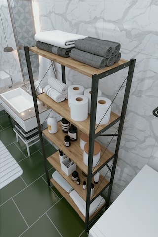 Çok Raflı Dekoratif Banyo Dolabı Ahşap
