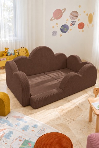 Funbed Junior Bulut Tasarımlı Çocuk Yatağı, Karyola Ve Oyun Matı Seti Kahverengi - 938609351