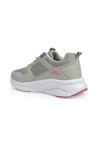 Queen Step 2105-26 Cilt Deri Anatomik Kadın Sneaker Gri Mor Beyaz Gri