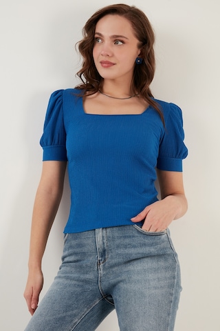 Lela Kol Detaylı Kare Yaka Bayan Bluz 5869002 Saks