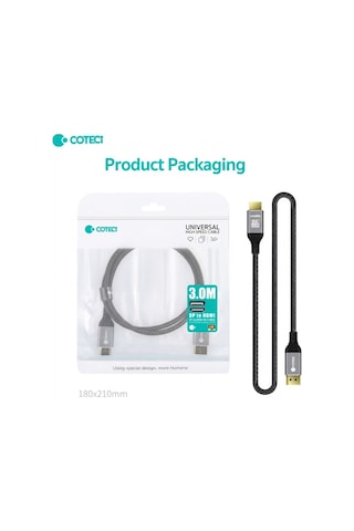 8k Displayport To Hdmı Kablo Dp 1.4 To Hdmı 2.1 4k 144hz 120hz Oyuncu Monitör Tv Kablosu 3 Metre