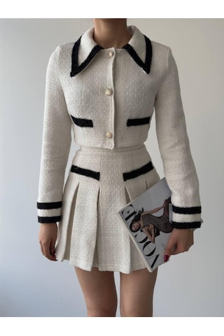 S-pazarım Dora Chanel Takım Beyaz