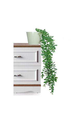 Yapay Çiçek Parlak Beyaz Saksıda Yeşil Okaliptus Sarkıtı Yeşil