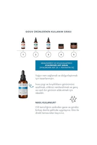 Gosiv Nemlendirici ve Dolgunlaştırıcı Hyalüronik Asit Serum 30 ML