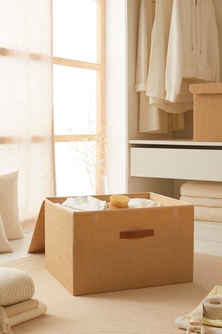Ocean Home Textile Jüt Kapaklı Kutu 48 x 40 x 30 cm