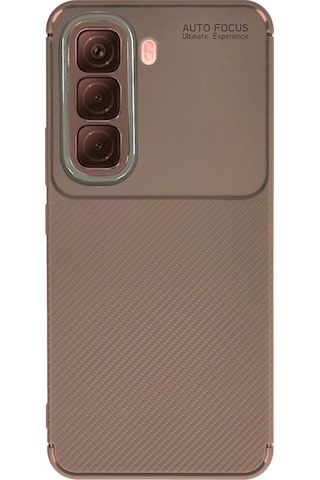 İnfinix Hot 50 Pro Plus 4g Kılıf Karbon Silikon Case Kapak Kahverengi