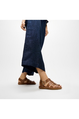 C15 Deep Tan Sandalet Kadın A4b-001/c15 Fitflop Gracıe Leather Fısherman Sandals