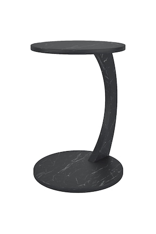 İntergo Tekerlekli C Yan Sehpa Siyah Mermer