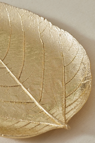 Karaca Leaf Dekoratif Tabak Gold 24x18x2,5 Cm