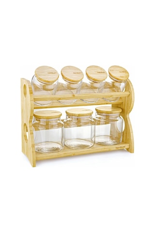 Bambum Bench 8 Parça2 Katlı Baharat Seti Yatay B4633 Şeffaf