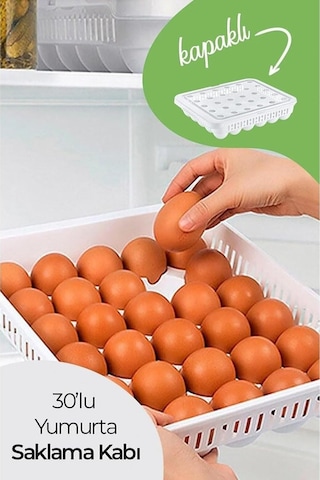 Deconox 30'lu Kapaklı Yumurta Saklama Kabı, Akrilik Plastik Yumurta Saklama Kabı, 30'lu Yumurtalık 681 Genel