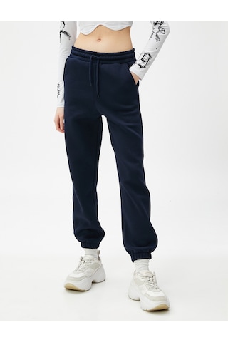 Koton Şardonlu Jogger Eşofman Altı Beli Lastikli Bağcıklı Cep Detaylı Lacivert 4wal40002ık