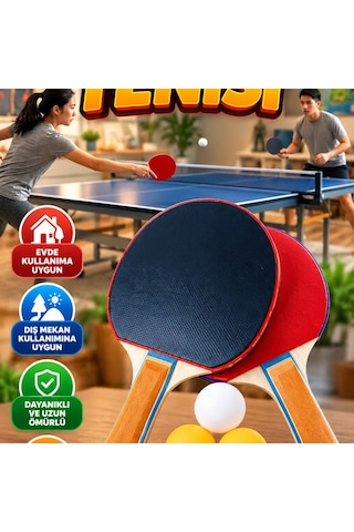 2 Raket 3 Top Masa Tenisi Seti Ev Ve Dış Mekan Kullanımına Uygun