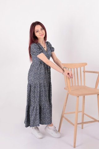Busem S0015865 Kadın Elbise İndigo Sarı