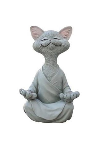 Dekoratif Yoga Yapan Kedi Biblo Meditasyon Kedi Heykeli Ev Dekoru