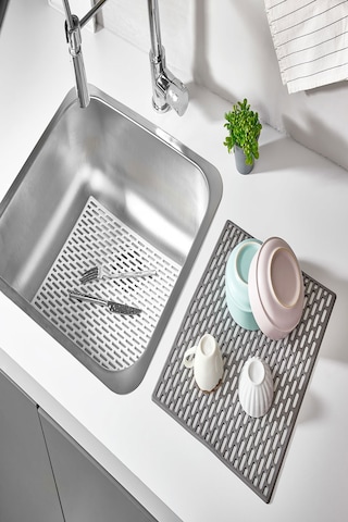 Yeni Nesil Dikdörtgen Silikon Lavabo Buzluk Matı 33x28 Cm Antrasit Siyah Renk Lavabo Matı Siyah