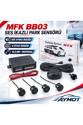 Mfk Bb03 Universal Ses Ayarlı Siyah 4 Sensörlü Park Sistemi 18,5 Mm