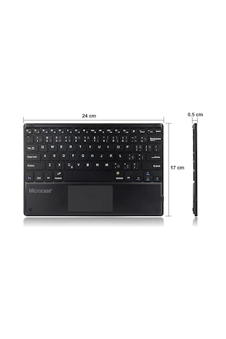 Microcase AL2766 Galaxy Uyumlu Tab S6 10.6 T860 Touchpad Bluetooth Klavye 24 CM + Bluetooth Mouse + Stand