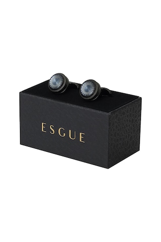 Esgue Füme Gri Renk Yuvarlak Form Luxery Kol Düğmesi