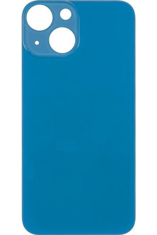 Apple Uyumlu iPhone 13 Mini Logolu Arka Pil Batarya Kapağı, Lens Hariç. Mavi
