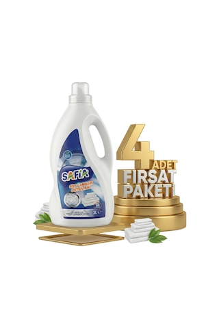 Safia Bitkisel Sıvı Çamaşır Makine Deterjanı Beyazlar 4x3 Lt 3 L