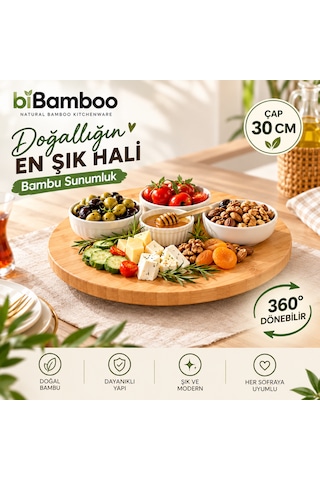 Sevora Home Sunumluk Bambu Döner 30 Cm Pizza,peynir,pasta Tabağı
