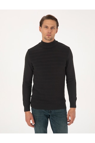 Pierre Cardin Siyah Slim Fit Yarım Balıkçı Yaka Triko Kazak 50315912-vr046
