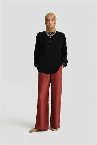 Armine Kup Detaylı Saten Pantolon 25y2815 Koyu Kırmızı Koyu Kırmızı