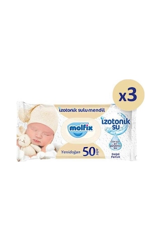 Molfix Yenidoğan Izotonik Sulu Doğal Pamuk Islak Havlu Mendil 3Lü 150 Yaprak-9022402271193