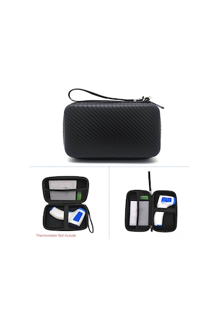 Geeksen Sıcaklık Ölçer Kılıfı, Örgü Desenli Pu Materyal, Siyah, 21x12x6cm, 100g, Evalı Depolama Kutusu Siyah