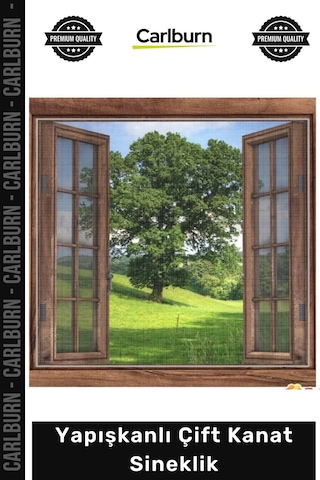Çiftkanat 130x150 Cm Pratik Kolay Montaj Pencere Kapı Tül Koruyucu Yapışkanlı Çift Kanat Sineklik