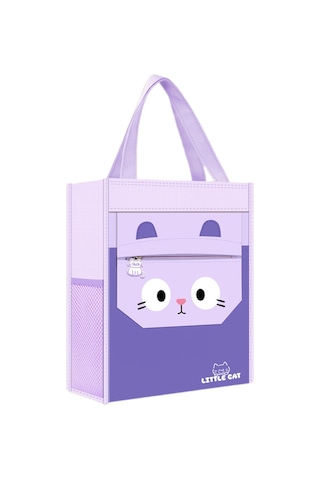 Suntek El Çantası Sevimli Üst Saplı Cepli Çocuk Tote İş Mor