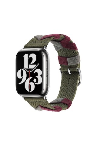 Watch 42mm Uyumlu Ezsp Krd-97 Sarmal Örgü Tasarımlı Kordon-haki