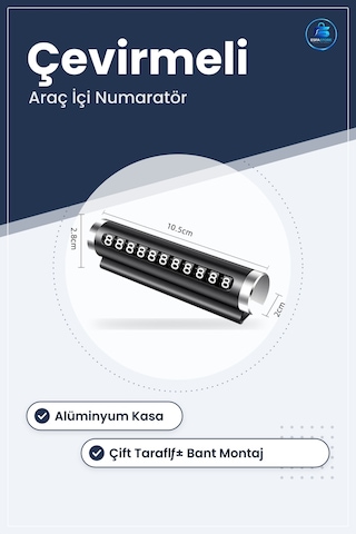Araç İçi Park Numaratörü Alüminyum Kasa Çevirmeli Telefon Numaras